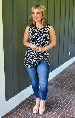 Heimish - ST1088-40 - 72222 TOPS Dare To Be Bold Leopard Top - Navy