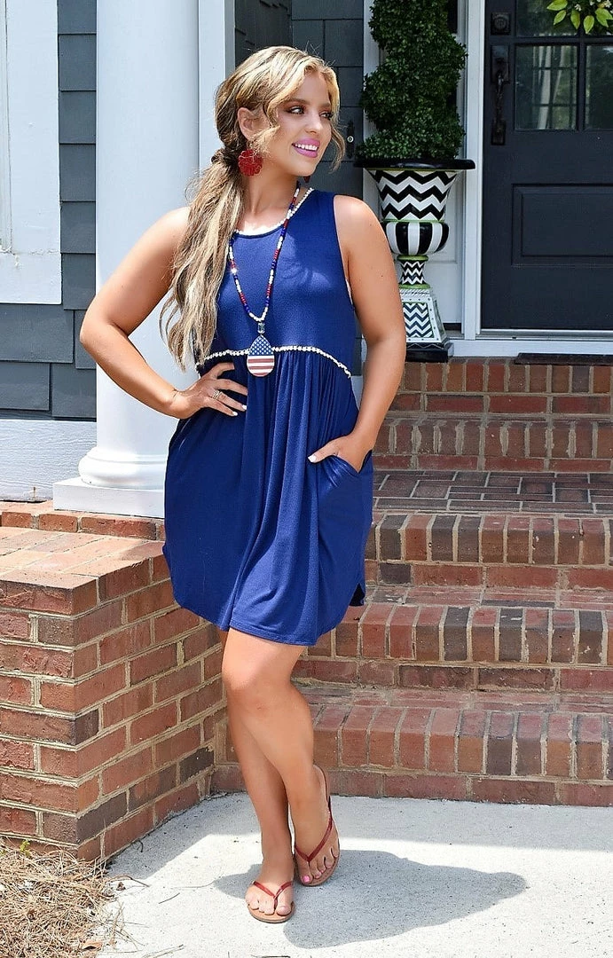 Spin USA - D3795 - 6622 Love The Feeling Dress - Navy 1 Spin USA - D3795 - 6622 Love The Feeling Dress - Navy