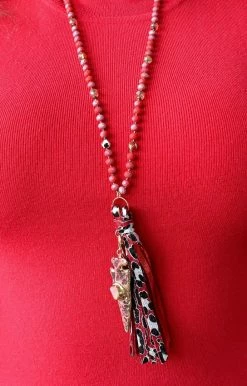 Your Fashion Wholesale - 11622 Hey Sister Leopard Necklace - Red Accessories
