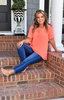 Heimish - BL-ST1879-11 - 4122 Happy To See You Top - Neon Coral TOPS