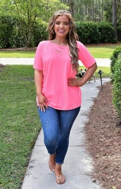 Heimish - BL-ST1879-11 - 42722 Happy To See You Top - Hot Pink TOPS