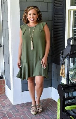 Vision - D993PP - 62122 DRESSES Unlikely Friends Dress - Olive