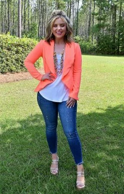 Heimish - SJ1206-10 - 62722 Everything You Need Blazer - Neon Coral TOPS