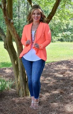 Heimish - SJ1206-10 - 62722 Everything You Need Blazer - Neon Coral TOPS