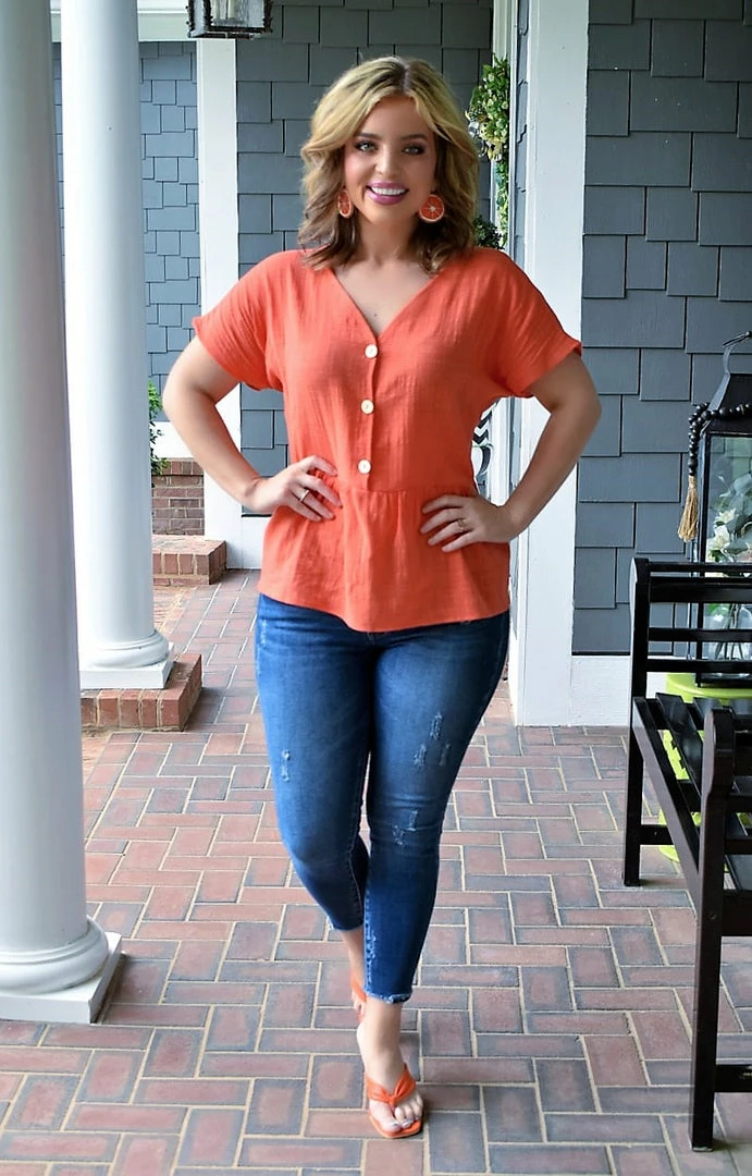 First Love - T11931 - 72022 TOPS Weekend Sun Top - Orange 1 First Love - T11931 - 72022 TOPS Weekend Sun Top - Orange