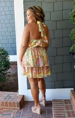 Flying Tomato - ID18892-PP - 7522 DRESSES Something Good Print Dress - Ivory/Multi