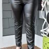 Vision - P121PP - 12921 Figured It Out Faux Leather Leggings - Black BOTTOMS