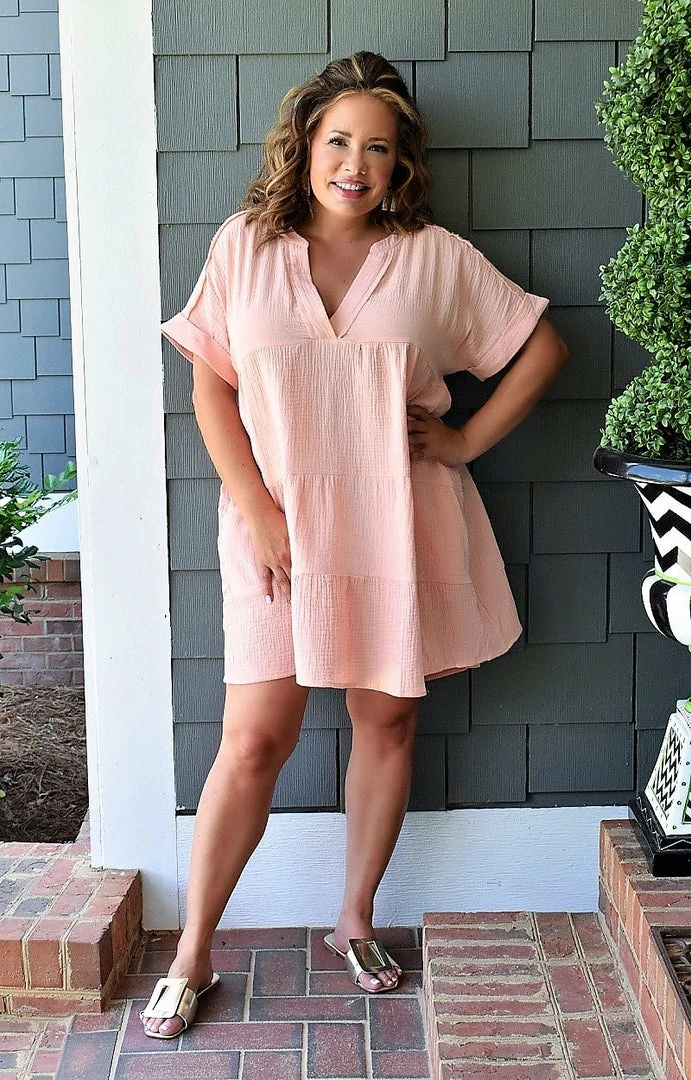 HeySon - ED5064PD - 51922 DRESSES Tell Me Everything Dress - Peach 1 HeySon - ED5064PD - 51922 DRESSES Tell Me Everything Dress - Peach