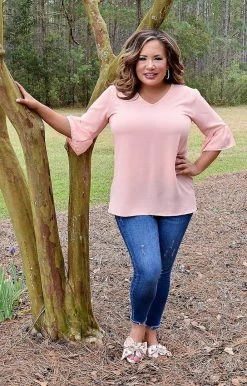 Heimish - BL-ST2306S - 31722 Look Your Way Top - Peach TOPS