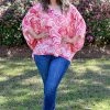 Andree - T10012-1 - 32322 TOPS Figure You Out Oversized Print Top - Pink