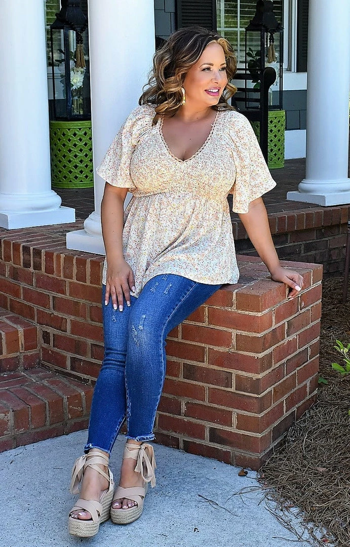 Staccato - 18530PP - 51522 Make Life Easy Floral Top - Peach 2 Staccato - 18530PP - 51522 Make Life Easy Floral Top - Peach