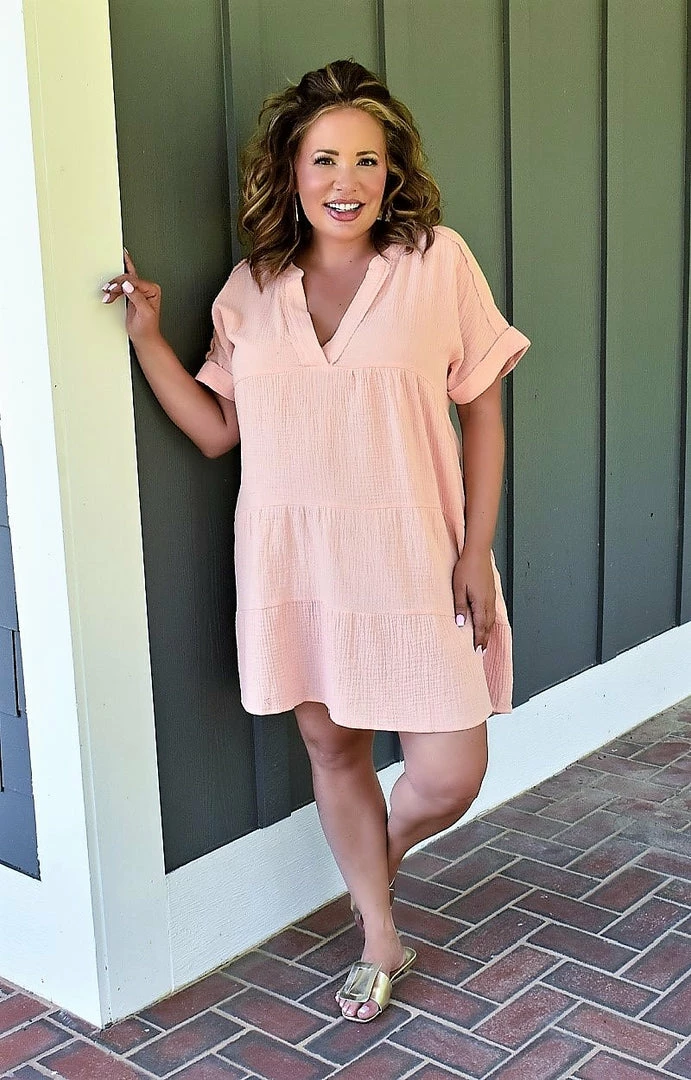 HeySon - ED5064PD - 51922 DRESSES Tell Me Everything Dress - Peach 4 HeySon - ED5064PD - 51922 DRESSES Tell Me Everything Dress - Peach