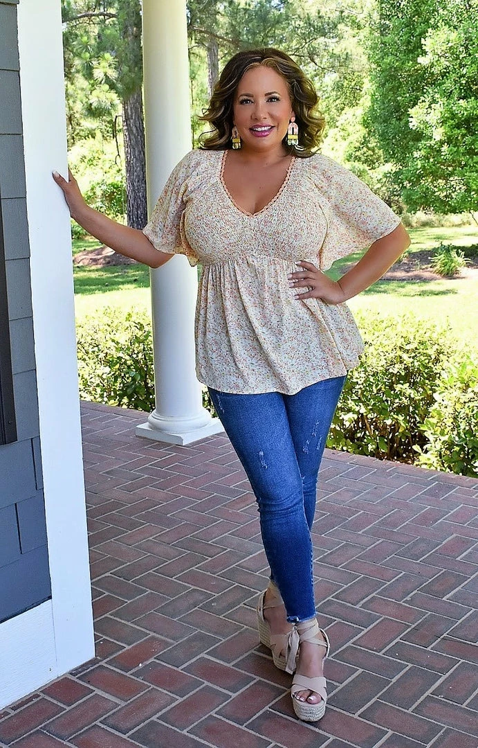 Staccato - 18530PP - 51522 Make Life Easy Floral Top - Peach 4 Staccato - 18530PP - 51522 Make Life Easy Floral Top - Peach