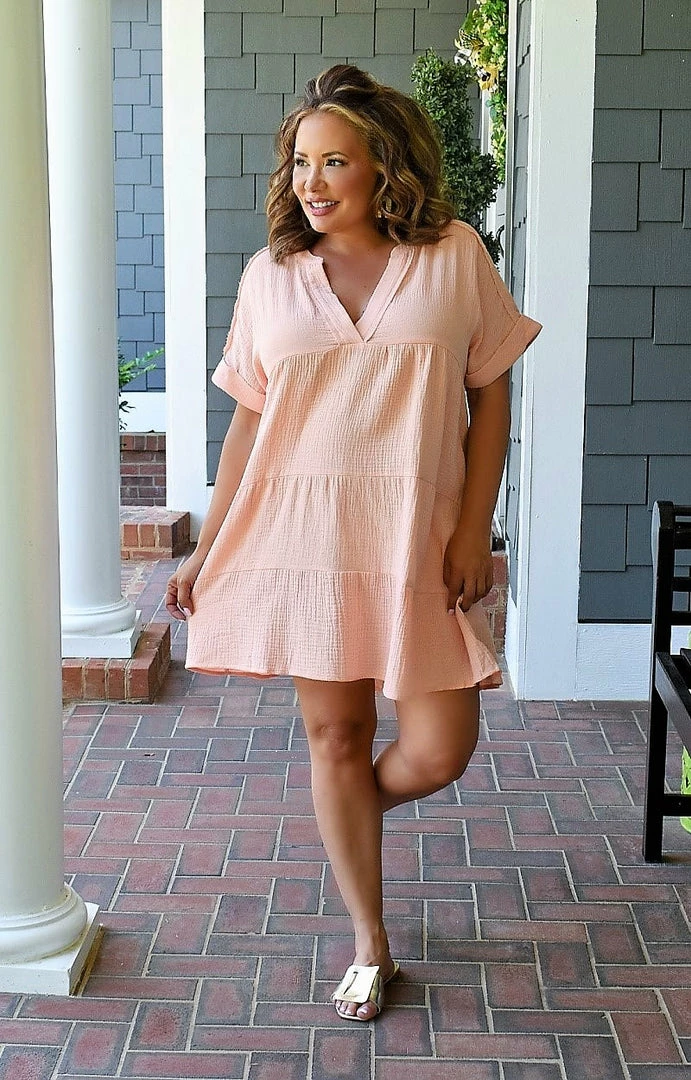 HeySon - ED5064PD - 51922 DRESSES Tell Me Everything Dress - Peach 2 HeySon - ED5064PD - 51922 DRESSES Tell Me Everything Dress - Peach