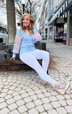 See & Be Seen - SW6216-1 - 22122 Charm Your Way In Sweater - Blue/Pink TOPS 7 See & Be Seen - SW6216-1 - 22122 Charm Your Way In Sweater - Blue/Pink TOPS