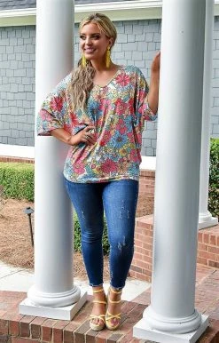 First Love - T11834 - 71222 Feeling The Love Floral Top - Multi TOPS