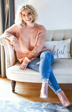 Main Strip - LL20087X - 101020 Come This Way Cold Shoulder Sweater - Mauve