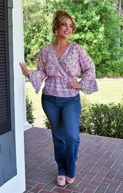 White Birch - T23564XL - 52222 By The Book Floral Top - Pink