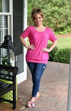 Heimish - BL-ST1687S - 4922 A Cut Above The Rest Top - Fuchsia