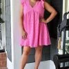 Andree - 93717 - 42722 Sweet And Sassy Eyelet Dress - Hot Pink