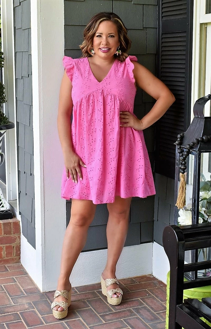 Andree - 93717 - 42722 Sweet And Sassy Eyelet Dress - Hot Pink 1 Andree - 93717 - 42722 Sweet And Sassy Eyelet Dress - Hot Pink