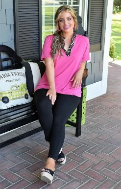 Heimish - BL-ST1997-10 - 5322 Just The Beginning Top - Hot Pink/Leopard TOPS