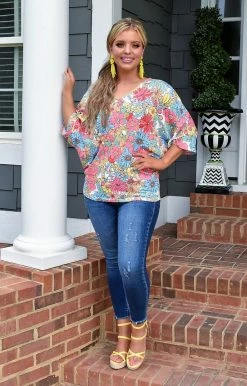 First Love - T11834 - 71222 Feeling The Love Floral Top - Multi TOPS