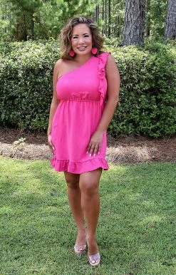 143 Story - DM8890 - 71522 DRESSES Only Good Days Dress - Hot Pink