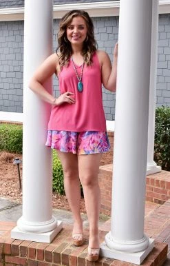 Adrienne - 1810TP - 2922 BOTTOMS Under The Palms Print Shorts - Multi 9 Adrienne - 1810TP - 2922 BOTTOMS Under The Palms Print Shorts - Multi