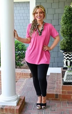 Heimish - BL-ST1997-10 - 5322 Just The Beginning Top - Hot Pink/Leopard TOPS