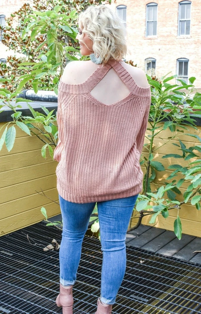 Main Strip - LL20087X - 101020 Come This Way Cold Shoulder Sweater - Mauve 3 Main Strip - LL20087X - 101020 Come This Way Cold Shoulder Sweater - Mauve