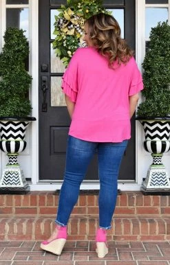 Heimish - BL-ST1011S - 2522 Forgive Me Not Top - Fuchsia TOPS