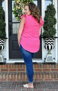 Staccato - 18610-PP - 3322 Delighted By You Swiss Dot Top - Fuchsia