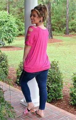 Heimish - BL-ST1687S - 4922 A Cut Above The Rest Top - Fuchsia