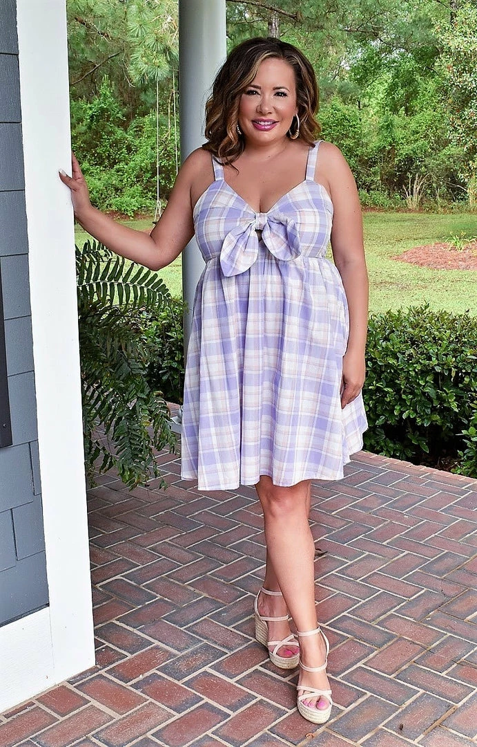 TCEC - CD02359 - 41022 Hometown Sweetheart Plaid Dress - Lavender DRESSES 2 TCEC - CD02359 - 41022 Hometown Sweetheart Plaid Dress - Lavender DRESSES