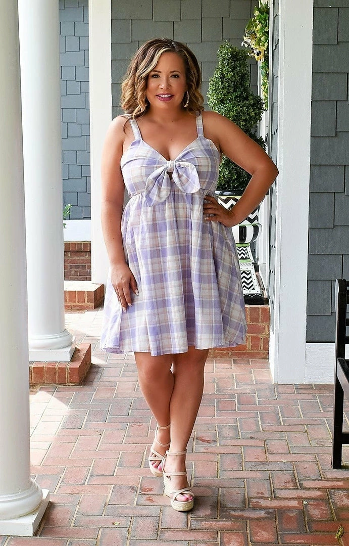 TCEC - CD02359 - 41022 Hometown Sweetheart Plaid Dress - Lavender DRESSES 4 TCEC - CD02359 - 41022 Hometown Sweetheart Plaid Dress - Lavender DRESSES