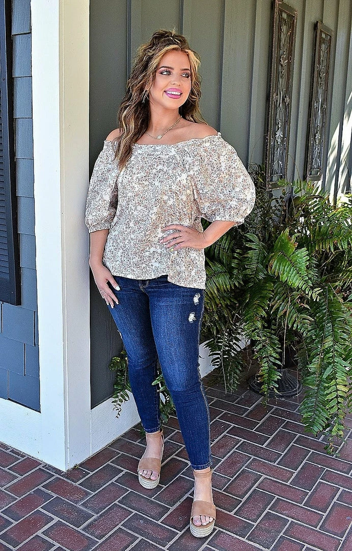 ODDI - IT14703 - 4822 Quick Decisions Floral Top - Peach TOPS 1 ODDI - IT14703 - 4822 Quick Decisions Floral Top - Peach TOPS