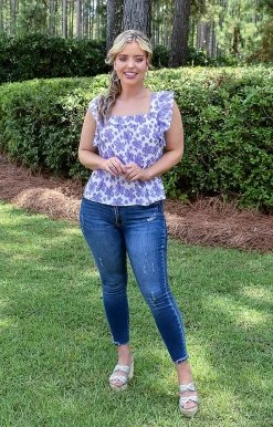 Hailey & Co - IT6196A - 7722 Calling Your Name Floral Top - Purple