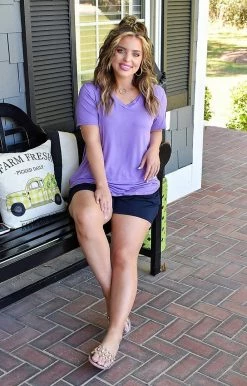 Heimish - BL-ST1644S - 4522 Back For You Top - Lavender TOPS