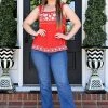 Andree - T10038 - 42422 My Biggest Fan Embroidered Top - Red