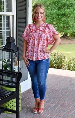 Staccato - 18589PP - 62222 Something Fresh Floral Top - Red