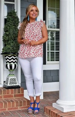 Staccato - 18707PP - 7822 Positive Mindset Floral Top - Red TOPS