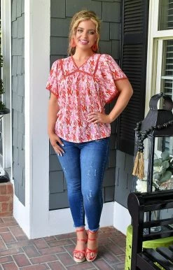 Staccato - 18589PP - 62222 Something Fresh Floral Top - Red