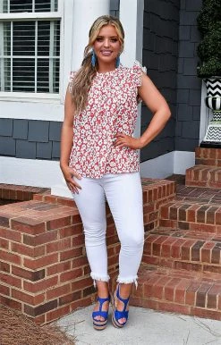 Staccato - 18707PP - 7822 Positive Mindset Floral Top - Red TOPS 7 Staccato - 18707PP - 7822 Positive Mindset Floral Top - Red TOPS