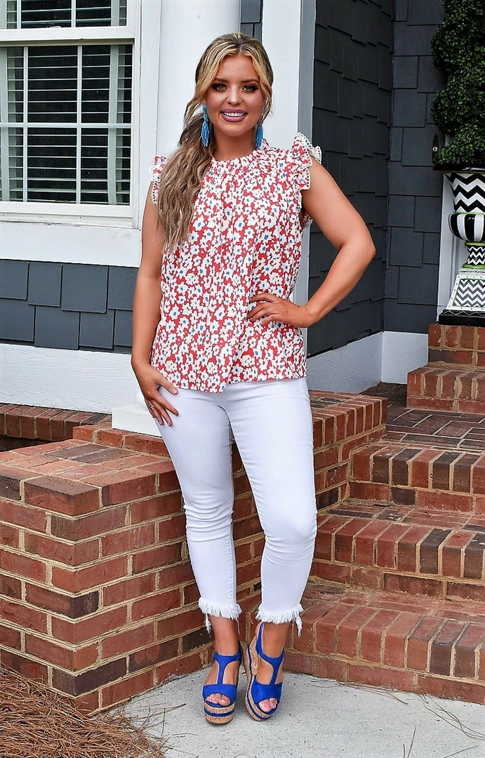 Staccato - 18707PP - 7822 Positive Mindset Floral Top - Red TOPS 4 Staccato - 18707PP - 7822 Positive Mindset Floral Top - Red TOPS