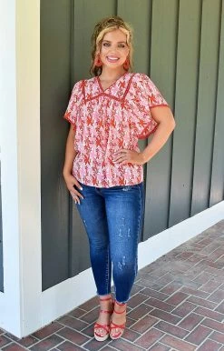 Staccato - 18589PP - 62222 Something Fresh Floral Top - Red