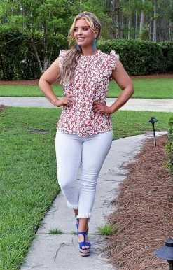 Staccato - 18707PP - 7822 Positive Mindset Floral Top - Red TOPS 6 Staccato - 18707PP - 7822 Positive Mindset Floral Top - Red TOPS