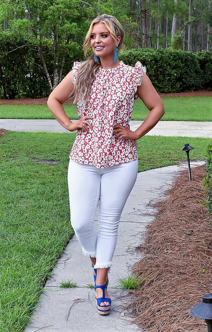 Staccato - 18707PP - 7822 Positive Mindset Floral Top - Red TOPS 3 Staccato - 18707PP - 7822 Positive Mindset Floral Top - Red TOPS