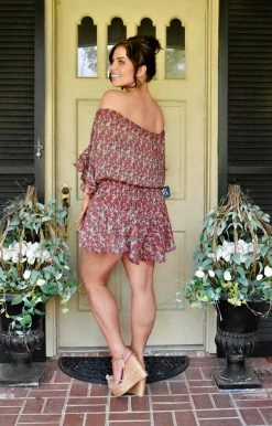 White Birch - R5002 - 81421 Stuck In My Head Floral Romper - Wine BOTTOMS 7 White Birch - R5002 - 81421 Stuck In My Head Floral Romper - Wine BOTTOMS