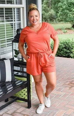 Main Strip - LR70885(X) - 8521 Casual Encounter Romper - Rust